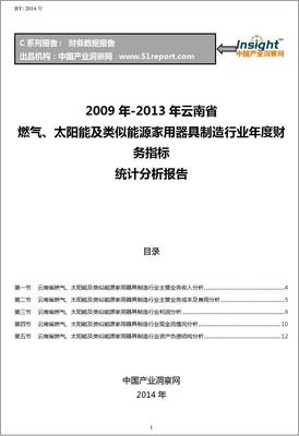 2009-2013年云南省燃气、太阳能及类似能源家用器具制造行业财务指标分析年报——聚焦太阳能用器具制造